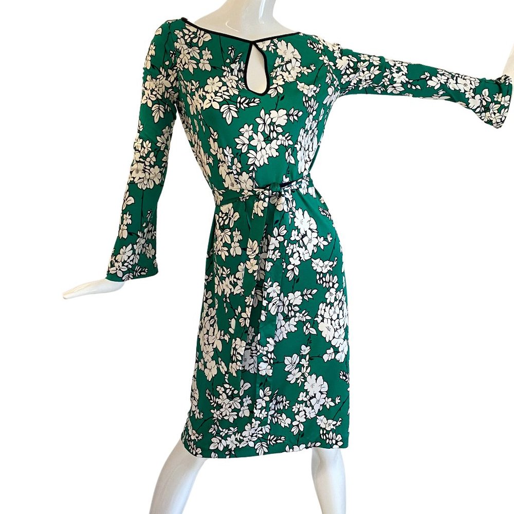 Flora Kung jade green silk jersey print Isa dress NWT